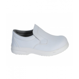 Mocassin BLANC microfibre hydrofuge semelle PU coque acier 