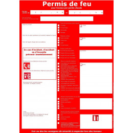 CARNET PERMIS FEU DE 25 TRIPLICATAS AUTOCOPIANTS